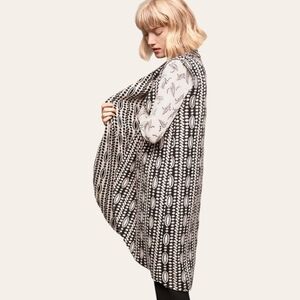 Anthropologie Wool‎ Moth Jacquard Shawl Collar Duster Wool Midi Length Vest S